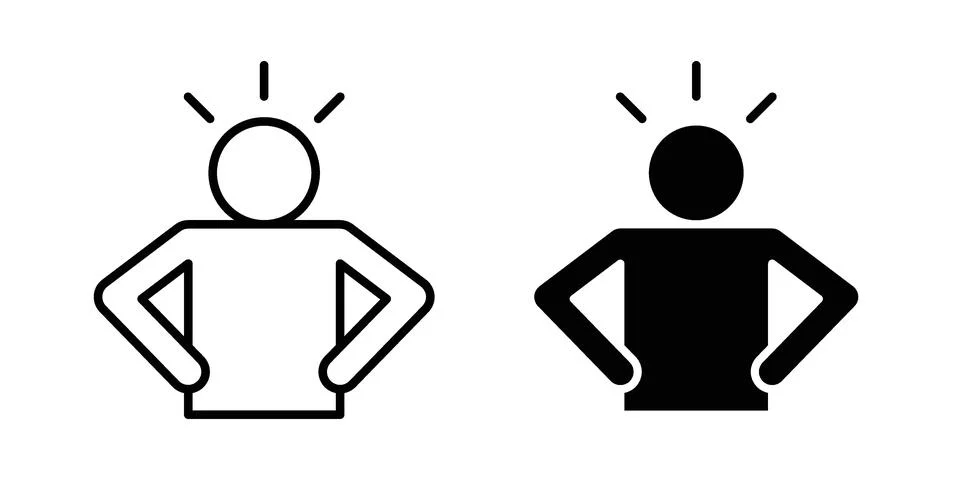 Confident icon linear versions pack on white background Stock Illustration