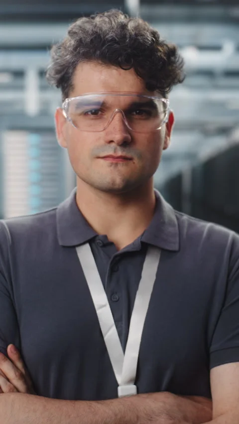 Confident IT Specialist Standing in Server Room Stock Footage 344880032