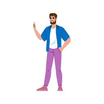 Confident man explaining and gesturing with hand in pocket 스톡 일러스트