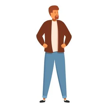 Confident man standing with hands on hips and looking away Stock Illustration