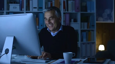 Confident manager working in the office Stock Footage 89197426