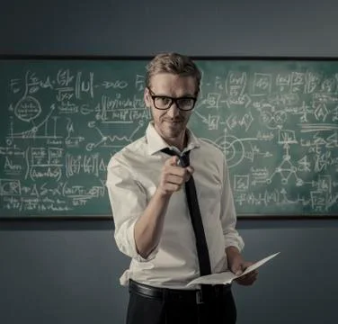 Confident math professor pointing at camera Stock Photos