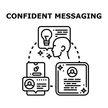 Confident messaging communication creating personal brand strategy Stock Illustration