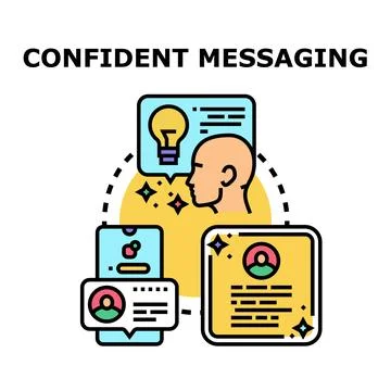 Confident messaging communication creating personal brand strategy Stock Illustration