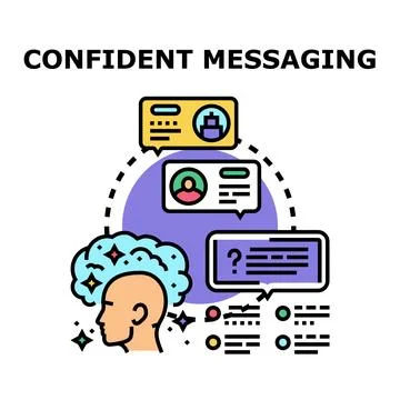 Confident messaging concept in communication process Stock Illustration
