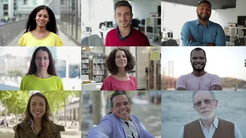 Confident multiethnic people smiling at camera Stock Footage 120995731