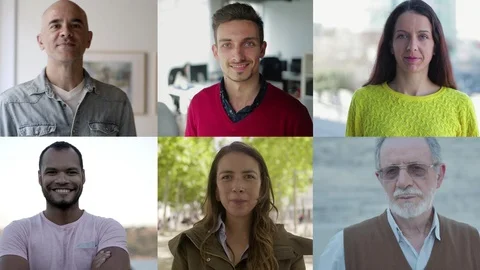 Confident multiethnic people smiling at camera Stock Footage 121913764