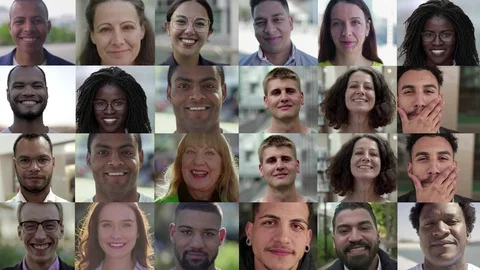 Confident multiethnic people smiling at camera Stock Footage 122131008