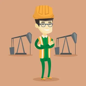 Confident oil worker vector illustration Stock Illustration