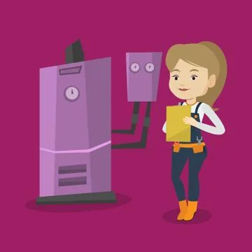 Confident plumber with clipboard Stock Illustration