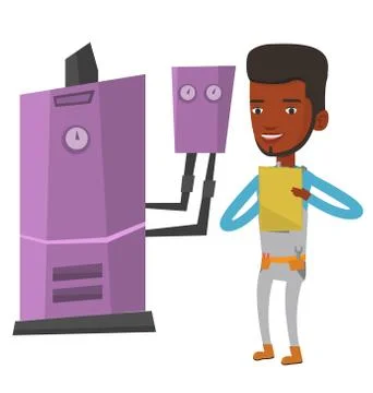 Confident plumber with clipboard Stock Illustration