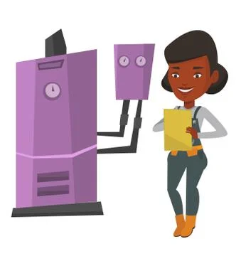 Confident plumber with clipboard Stock Illustration