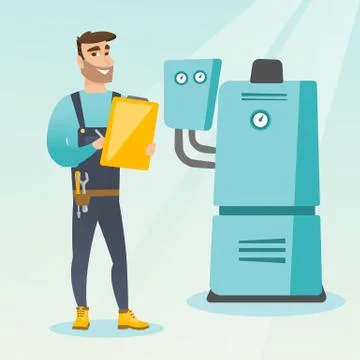 Confident plumber with clipboard Stock Illustration