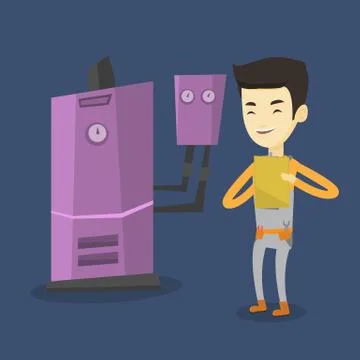 Confident plumber with clipboard Stock Illustration
