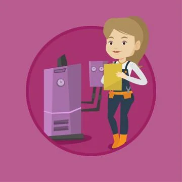 Confident plumber with clipboard Stock Illustration