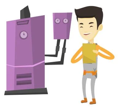Confident plumber with clipboard Stock Illustration