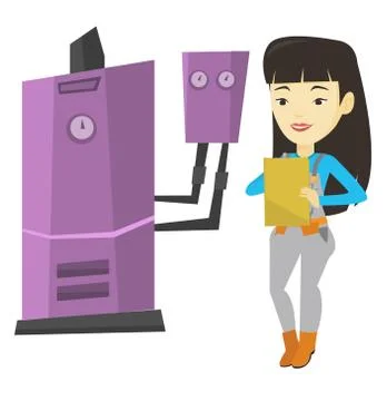 Confident plumber with clipboard Stock Illustration