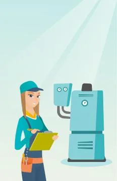 Confident plumber with clipboard Stock Illustration