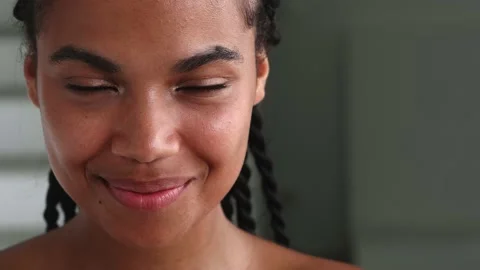 Confident portrait of an attractive charming multi-ethnic woman with fresh and Stock Footage 201739053