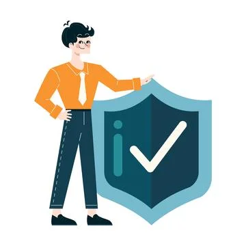 Confident professional endorsing security measures Stock Illustration