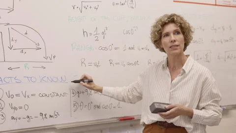 Confident professor explaining formula during lesson Stock Footage 337545124