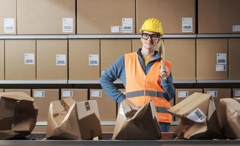 Confident rebellious worker posing with a baseball bat Stock Photos