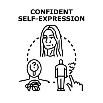 Confident self expression concept developing personality skills Stock Illustration