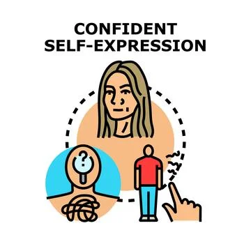 Confident self expression concept developing personality skills Stock Illustration