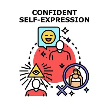 Confident self expression finding identity and inner freedom Stock Illustration