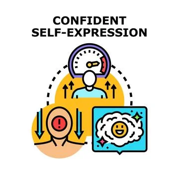 Confident self expression increasing positive thinking イラスト素材