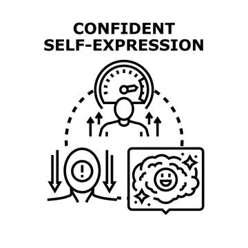 Confident self expression increasing positive thinking Illustrazione stock