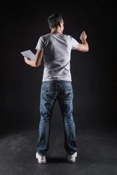 Confident smart programmer working on a sensory panel Stock Photos