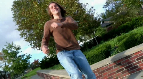 Confident Student Jumps 1045 Stock Footage