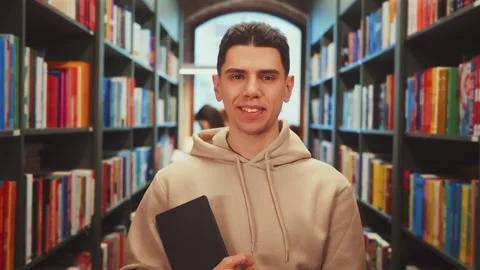 Confident Student in Library Stock Footage 267453959