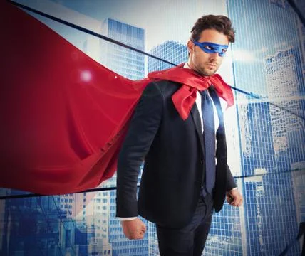 Confident worker superhero Foto stock