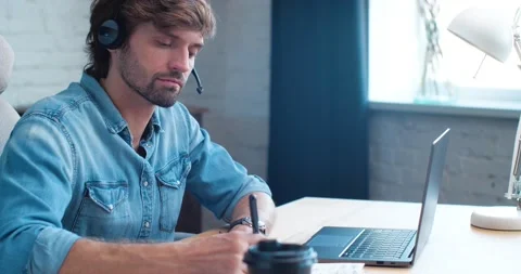 Confident Young Coach, Mentor, Student, Business Analitik is teaching, studying Stock Footage 145773702