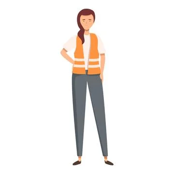 Confident young female engineer is posing in her safety vest Stock Illustration