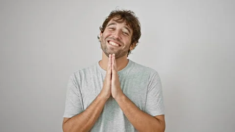 Male praying with hands clasped, Stock Video