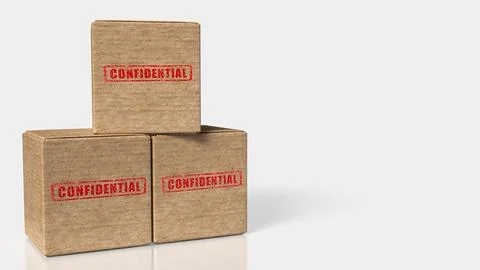 Confidential Archive Boxes For Secure Documents 3d render. Stock Illustration