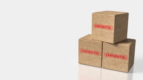 Confidential Archive Boxes For Secure Documents 3d render. Stock Illustration