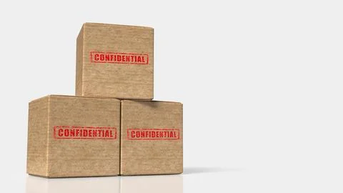 Confidential Archive Boxes For Secure Documents 3d render. イラスト素材
