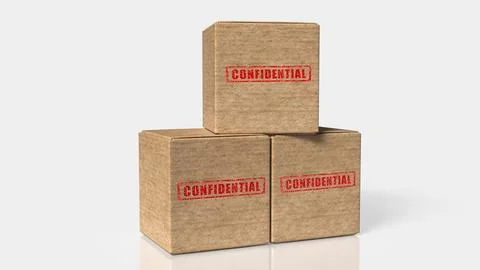 Confidential Archive Boxes For Secure Documents 3d render. Stock Illustration