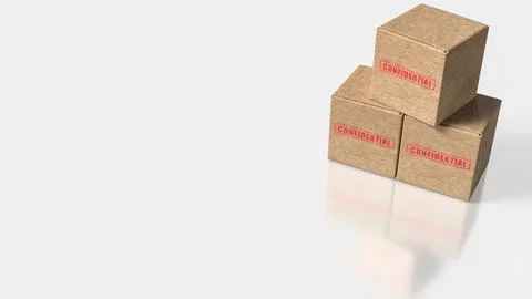 Confidential Archive Boxes For Secure Documents 3d render. Stock Photos