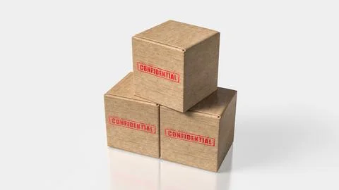 Confidential Archive Boxes For Secure Documents 3d render. Stock Photos