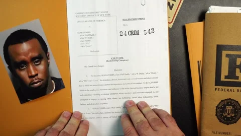 Confidential Case Folder With Sean Combs Court Files, Text Documents From Video stock 323878225
