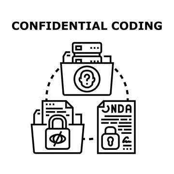 Confidential coding data privacy and information security concept Stock Illustration