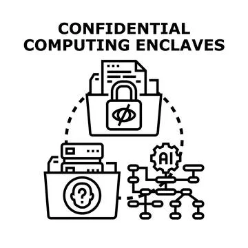 Confidential computing enclaves protecting sensitive data securely Stockillustratie