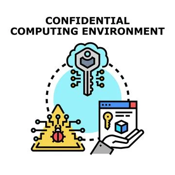 Confidential computing environment securing data and privacy Stock Illustration