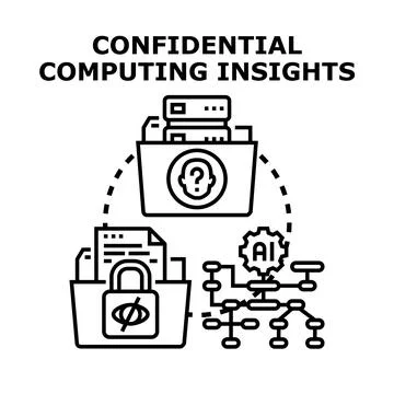 Confidential computing insights protecting sensitive data privacy Stock Illustration
