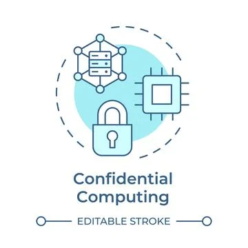 Confidential computing soft blue concept icon Stock Illustration